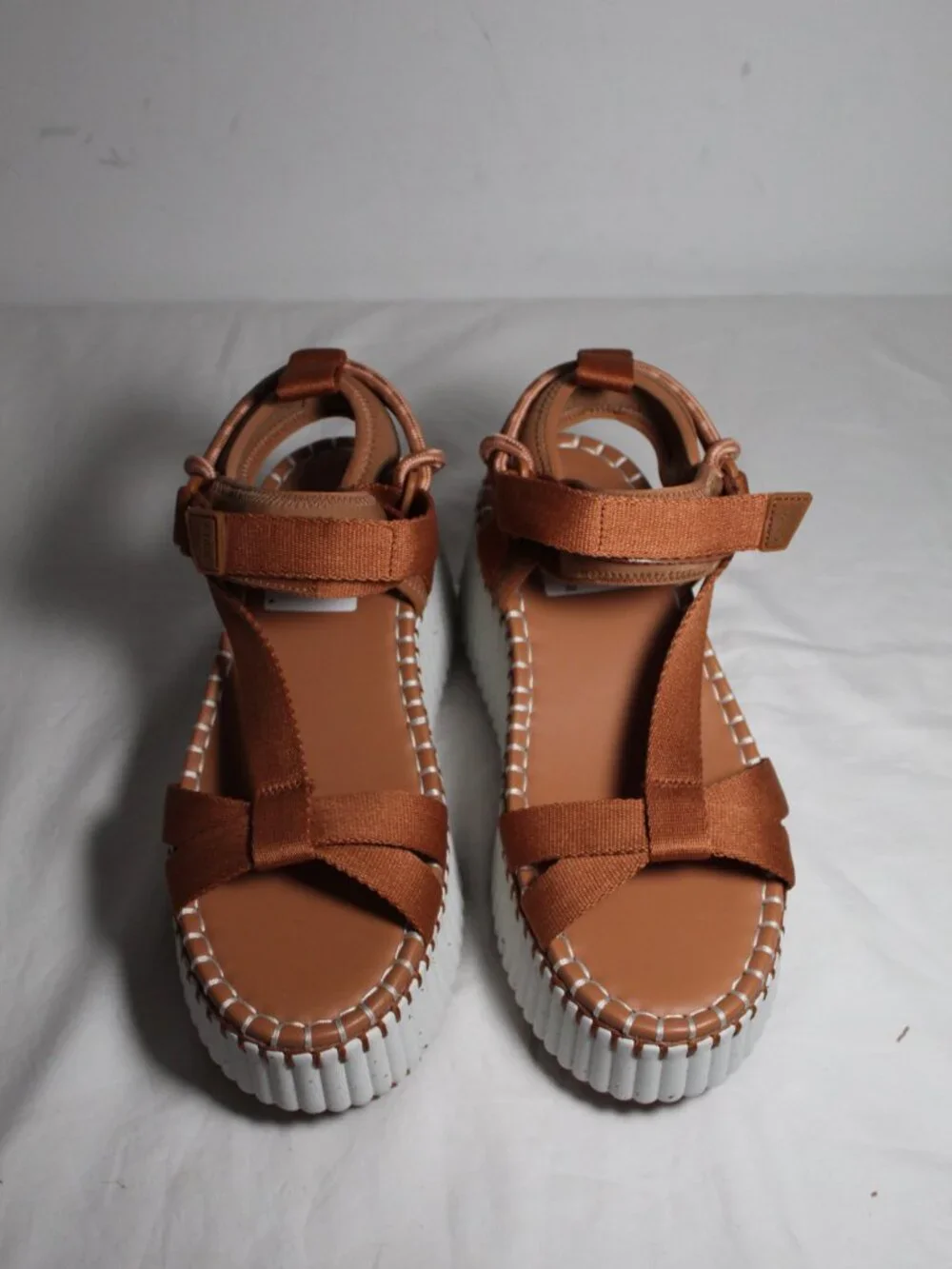 NEW Chloe Chloé Nama Wedge Sandals Platform Ankle Wrap Brown 39